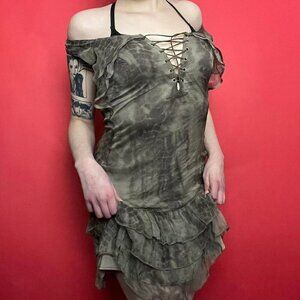 Grungey corset and ruffle fairy dress 🤎🤎​​​​​